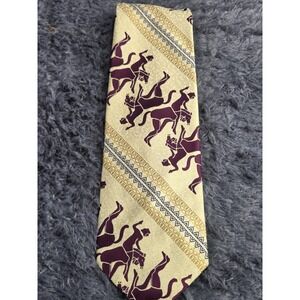Cream Burgundy Novelty Roman Soldier Horseback Neck Tie‎ Polyester Awesome Retro